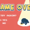 8-Bit Pixel Art Game Over Screen on Pink Background