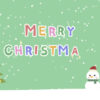 「Merry Christmas!」雪だるまサンタとクリスマスツリーのタイトル素材【グリーン背景