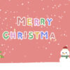 Merry Christmas, Christmas Tree and Snowmen with Santa Hats, Pink Background