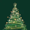 Spiral Sparkling Light Christmas Tree, Green Background