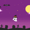 Halloween Pixel Art, Purple Sky, Loop Background