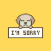 I’m Sorry, Cute Pixel Art Dog Apologizing on Yellow Background, Loop Anima