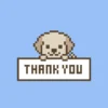 「Thank You」かわいいドット絵わんこが感謝するループアニメーション【ライトブルー