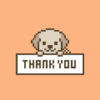 Thank You, Cute Pixel Art Dog Giving Thanks on Orange Background, Loop Animation