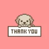 Thank You, Cute Pixel Art Dog Giving Thanks on Pink Background, Loop Animation