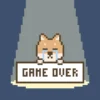 Game Over Screen of Pixel Art Shiba Inu on Bluish Background, Loop