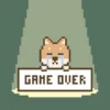 Game Over Screen of Pixel Art Shiba Inu on Greenish Background, Loop