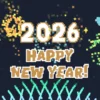 2026 Happy New Year! Pixel Art Celebration Fireworks After 10-Second Countdown