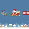 Pixel Art Reindeer and Santa for Christmas, Loop Animation