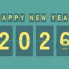 Happy New Year 2026, Split-Flap Display Animation, Green