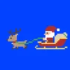 Pixel Art Reindeer Pulling Santa’s Sleigh, Run Cycle Animation, Blue Scree