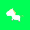 Cartoon White Horse Run Cycle Animation on Green Screen, Loop