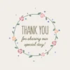 Thank You for Sharing Our Special Day! Hand Drawn Flower Wreath on Ivory BG