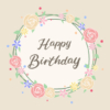 フラワーリースとカリグラフィーの「Happy Birthday」【アイボリー】