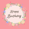 フラワーリースとカリグラフィーの「Happy Birthday」【ピンク】