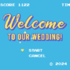 ファミコンタイトル画面風の「Welcome to Our Wedding!」【ライトブルー】