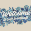 ペーパークイリング風のおしゃれな「Welcome to Our Wedding!」【ブルー】