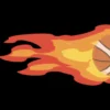 Flying Basketball with Fire Flames on Black Background, Looping Animation