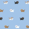不満げな猫のドット絵パターン背景動画【ブルー系背景】