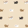 Dissatisfied Cat Pattern in Pixel Art Animation, Ivory Looping Background