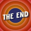 The End, Color Classic Cartoon End Screen on Circle Background