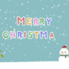 「Merry Christmas!」雪だるまサンタとクリスマスツリーのタイトル素材【ブルー背景】