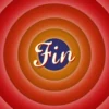 Fin, Retro French Animation End Screen on Circle Background