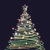 Spiral Sparkling Light Christmas Tree, Navy Background