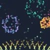 ピクセルで出来たドット絵っぽい連続打ち上げ花火のアニメーション