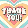 グルービーでレトロなハート背景の「Thank You!」